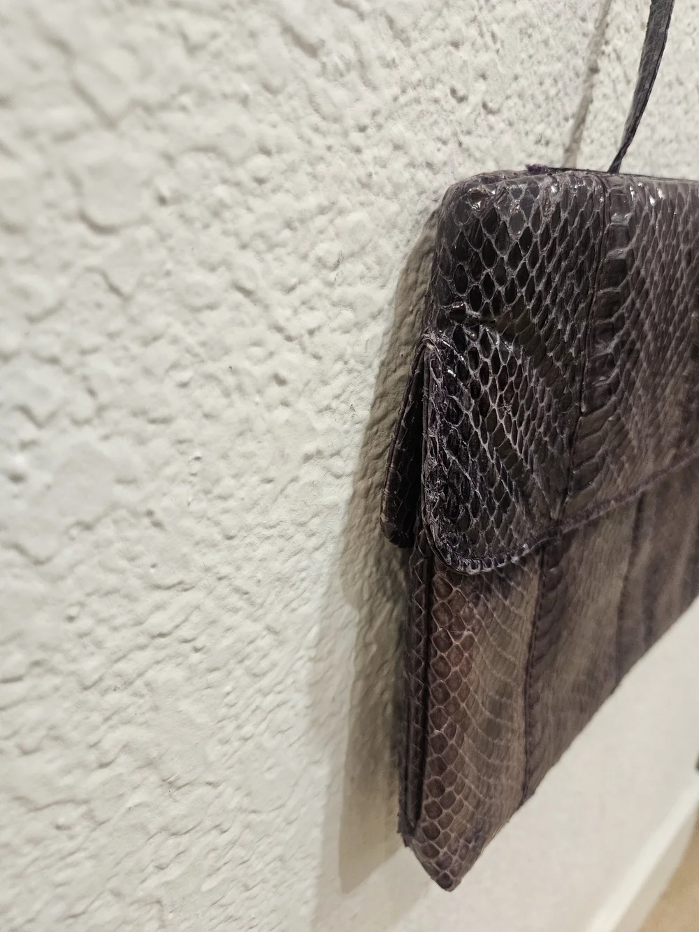 Vintage Joseph Genuine Purple Snakeskin Convertible Envelope Clutch Bag